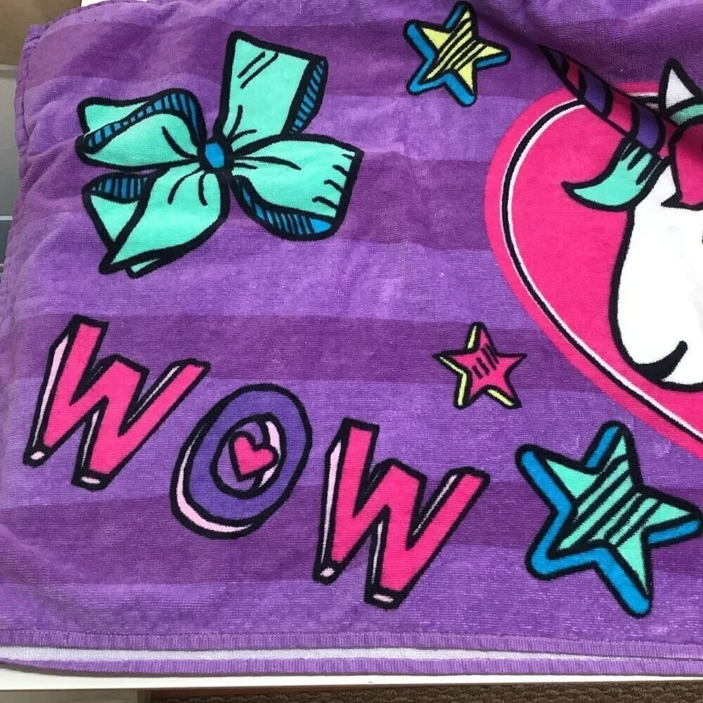 JoJo Siwa Hooded Beach Pool Bath Towel Purple Unicorn Hearts & Hair BowsPreloved